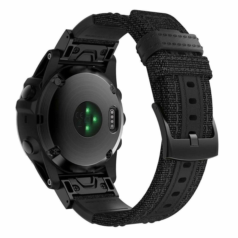 Strap-it® Strap-it Garmin Fenix 5/6 Hybrid Nylonarmband (Schwarz)
