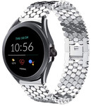 Strap-it® Strap-it Fossil Gen 5e 44mm Fischband aus Stahl (Silber)