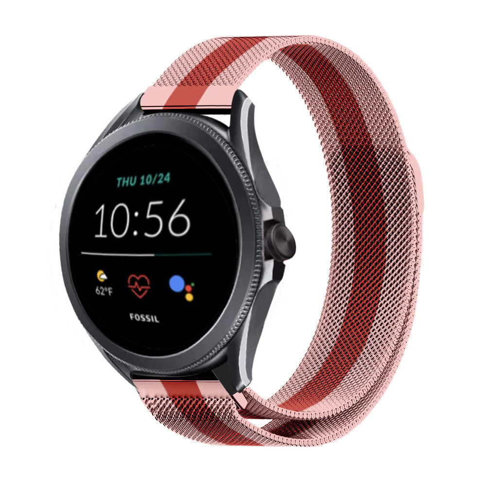 Strap-it® Strap-it Fossil Gen 5e 44mm Milanese Armband (Rot/Rosa)