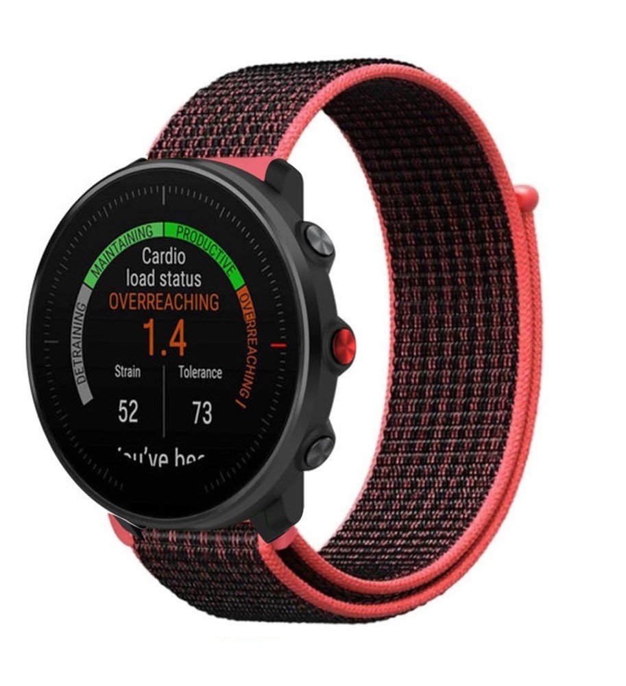 Strap-it® Strap-it Polar Vantage M Nylonarmband (Schwarz/Rot)
