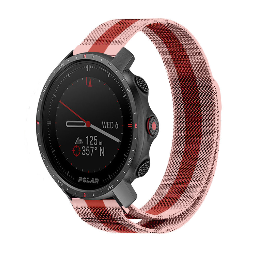 Strap-it® Strap-it Polar Grit X Pro Milanese Armband (Rot/Rosa)