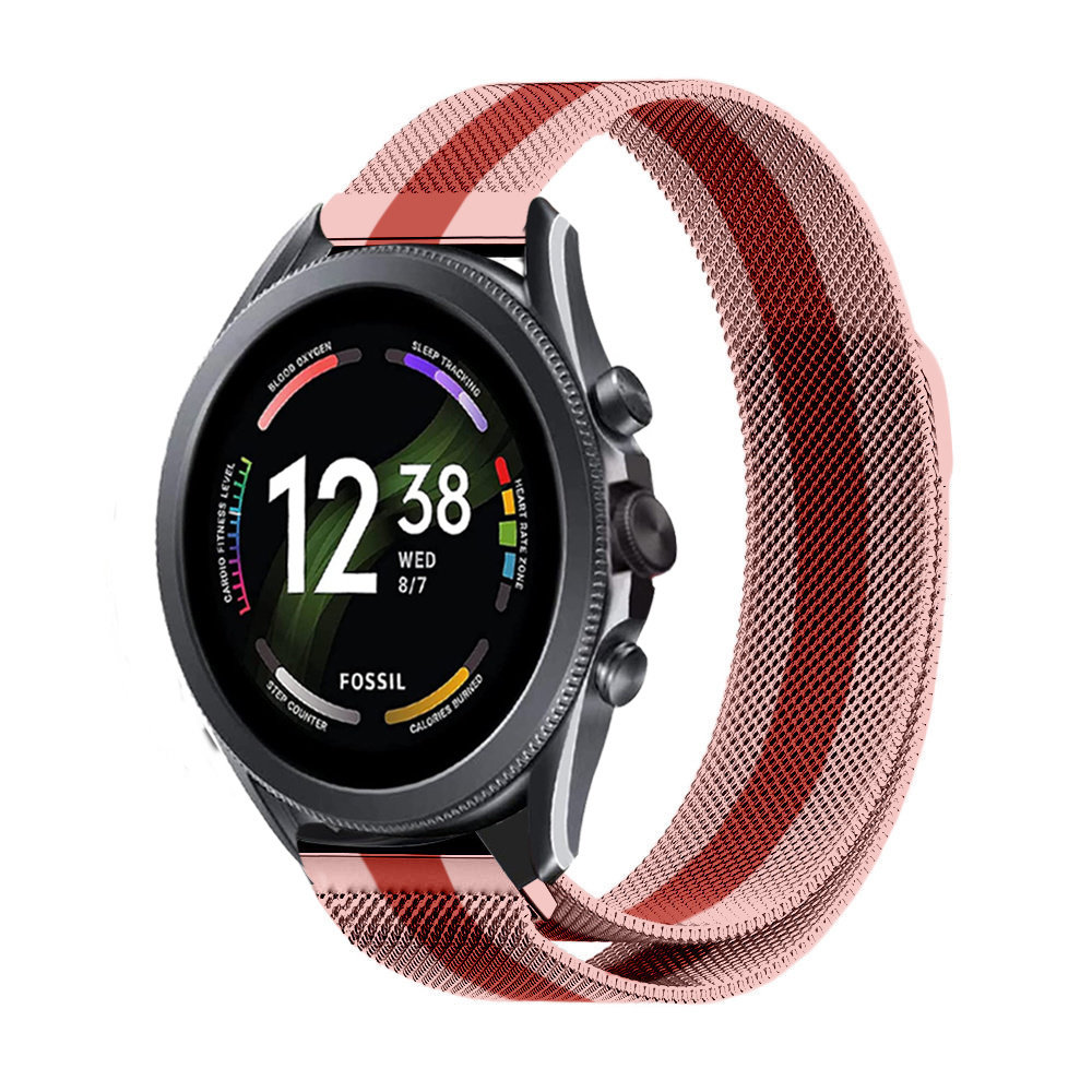 Strap-it® Strap-it Fossil Gen 6 44mm Milanese Armband (Rot/Rosa)