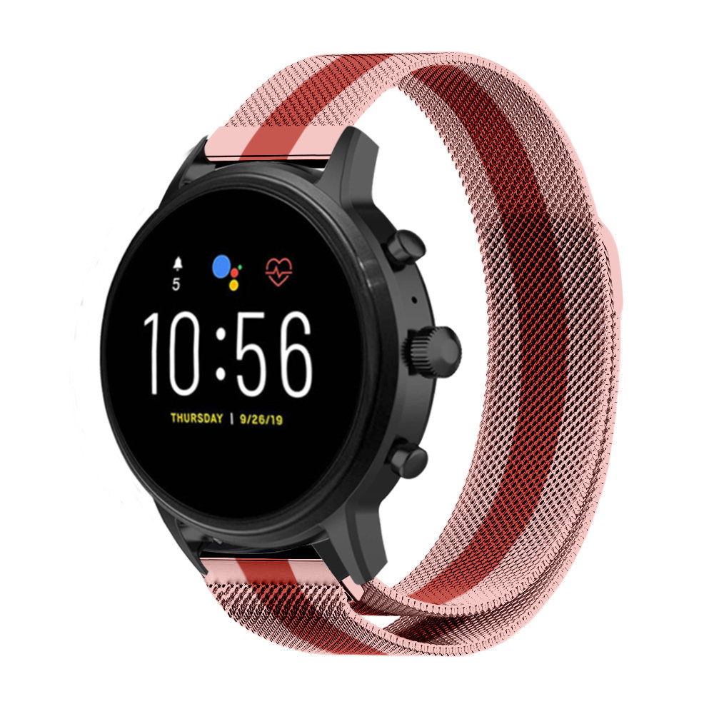 Strap-it® Strap-it Fossil Gen 5 Milanese Armband (Rot/Rosa)