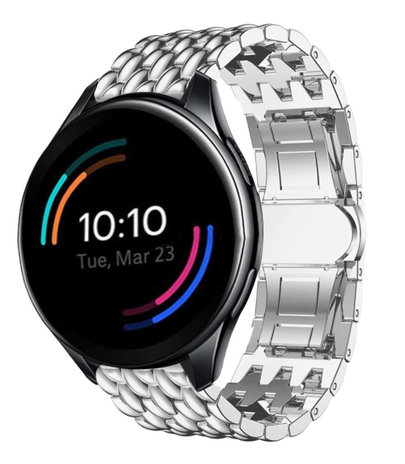 Strap-it® Strap-it OnePlus Watch Drachen Stahlarmband (Silber)