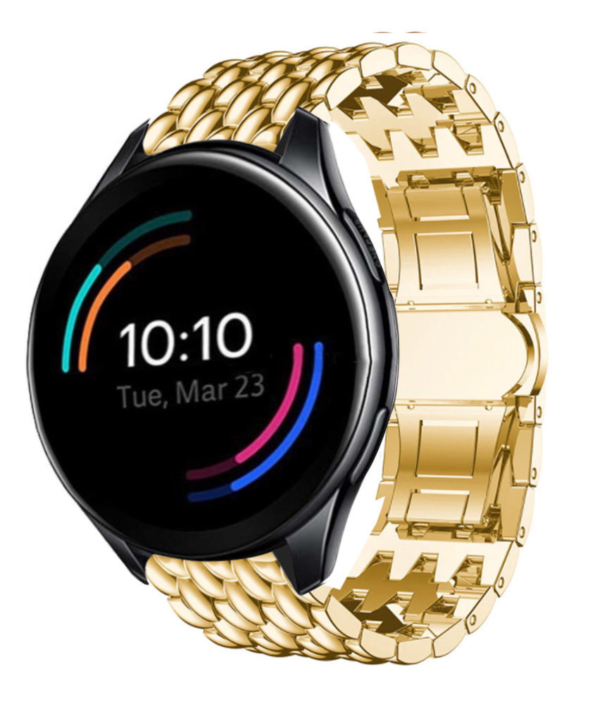 Strap-it® Strap-it OnePlus Watch Drachen Stahlarmband (Gold)