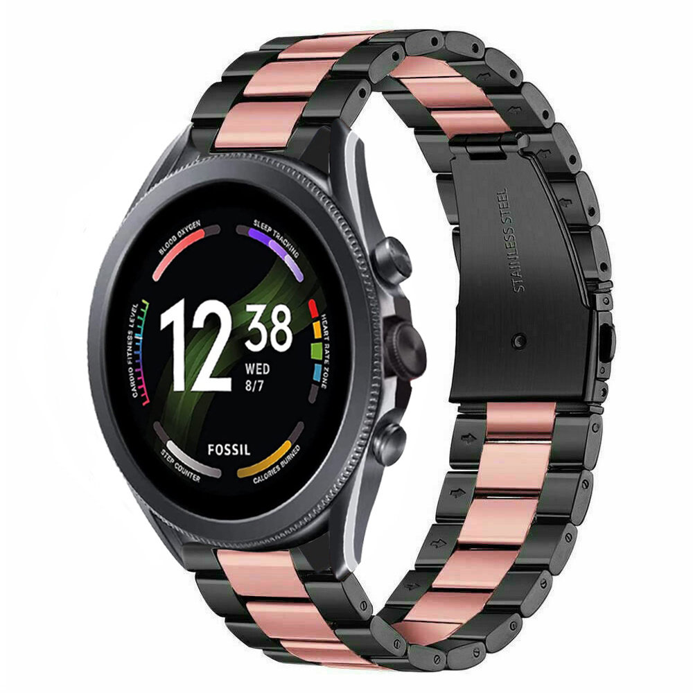 Strap-it® Strap-it Fossil Gen 6 44mm Stahlarmband (Schwarz/Rosa)