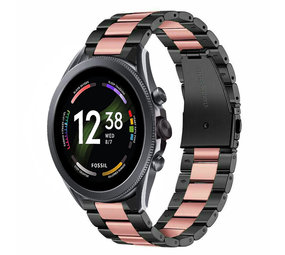 Strap-it® Fossil Gen 6 44mm Stahlarmband (Schwarz/Rosa) Strap-it® Fossil Gen 6 44mm Stahlarmband (Schwarz/Rosa)