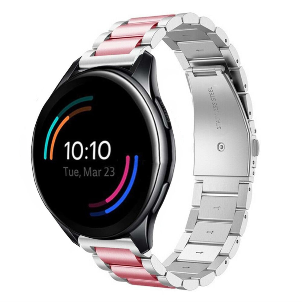Strap-it® Strap-it OnePlus Watch Stahlarmband (Silber/Rosa) Strap-it® Strap-it OnePlus Watch Stahlarmband (Silber/Rosa)