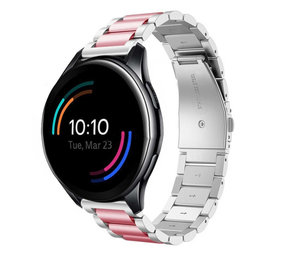 Strap-it® OnePlus Watch Stahlarmband (Silber/Rosa) Strap-it® OnePlus Watch Stahlarmband (Silber/Rosa)