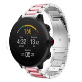 Strap-it® Polar Vantage M Stahlarmband (Silber/Rosa)