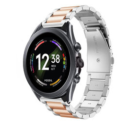 Strap-it® Fossil Gen 6 44mm Stahlarmband (Silber/Roségold)