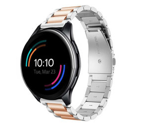 Strap-it® OnePlus Watch Stahlarmband (Silber/Roségold)