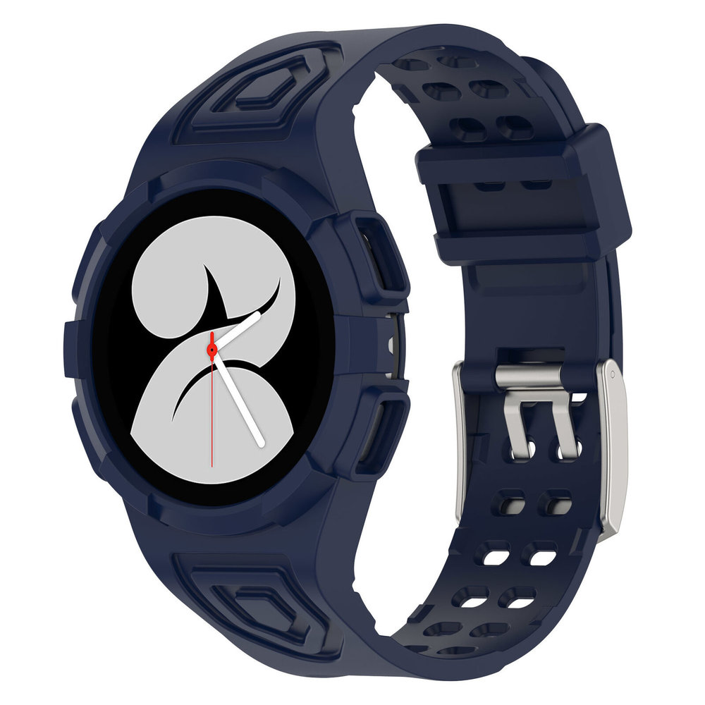 Strap-it® Strap-it Samsung Galaxy Watch 4 40mm Silikonarmband mit Rahmen (Dunkelblau)