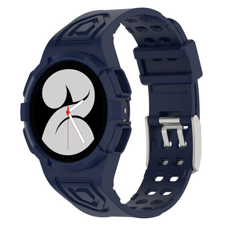 Strap-it® Strap-it Samsung Galaxy Watch 4 40mm Silikonarmband mit Rahmen (Dunkelblau)