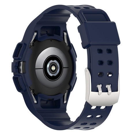 Strap-it® Strap-it Samsung Galaxy Watch 4 40mm Silikonarmband mit Rahmen (Dunkelblau)