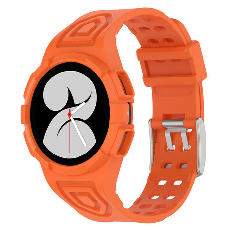 Strap-it® Strap-it Samsung Galaxy Watch 4 40mm Silikonarmband mit Rahmen (Orange)