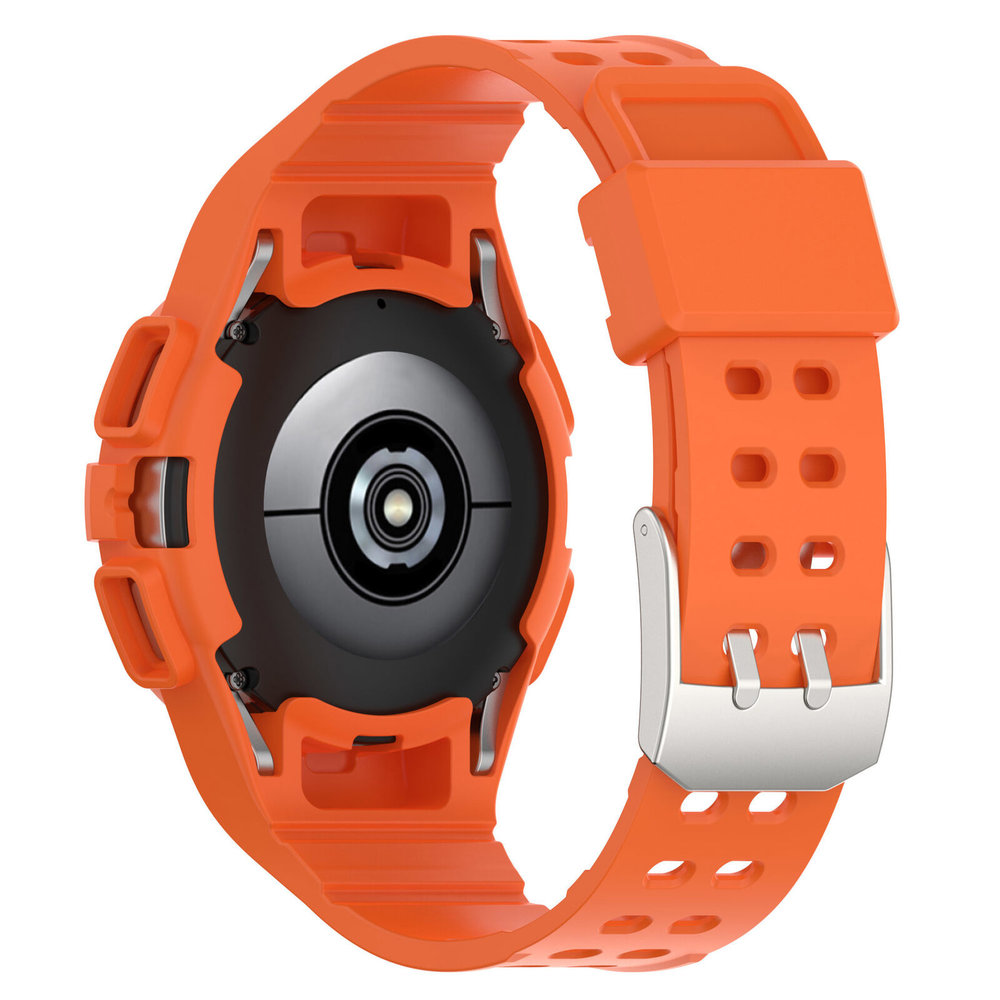 Strap-it® Strap-it Samsung Galaxy Watch 4 40mm Silikonarmband mit Rahmen (Orange)