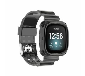 Strap-it® Fitbit Versa 3 Kristallarmband mit Rahmen (Transparent Schwarz) Strap-it® Fitbit Versa 3 Kristallarmband mit Rahmen (Transparent Schwarz)