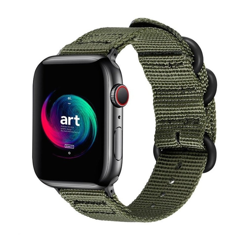 Strap-it® Strap-it Apple Watch Nylonschnallenarmband (Grün)