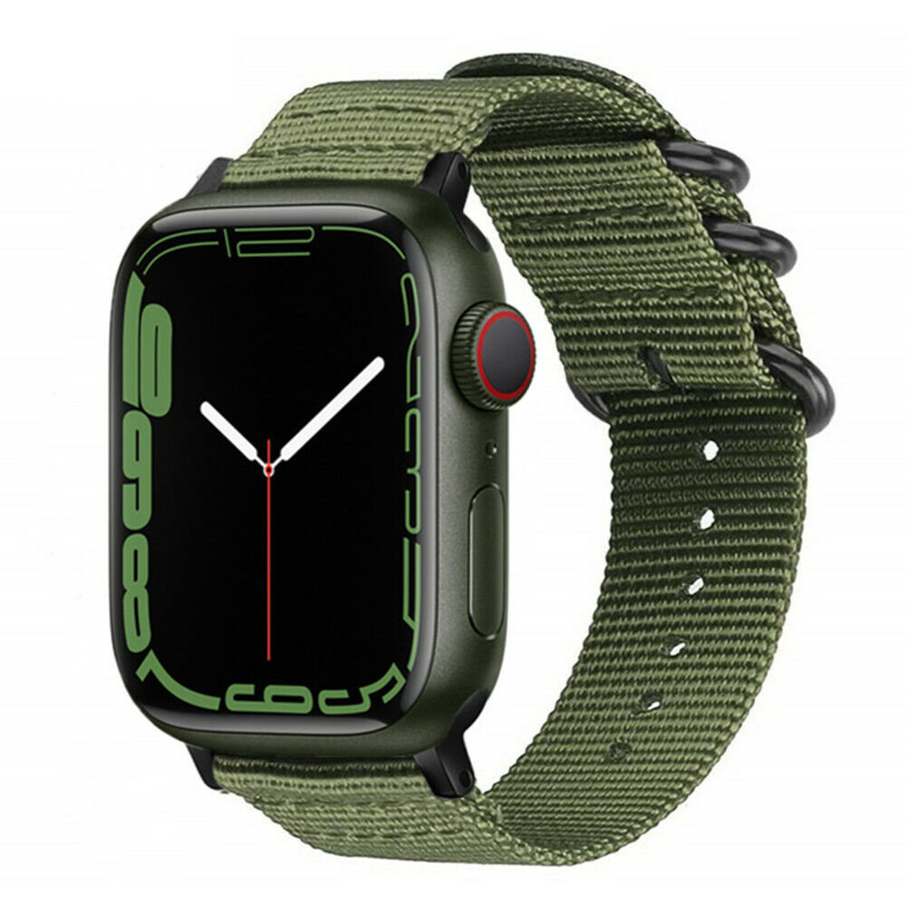 Strap-it® Strap-it Apple Watch Nylonschnallenarmband (Grün)