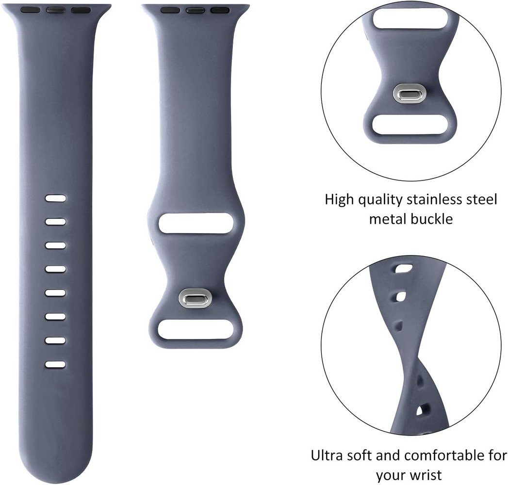 Strap-it® Strap-it Apple Watch Armband Silikon (Grau-Blau)