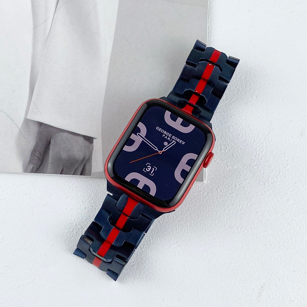 Strap-it® Strap-it Apple Watch Stahl Ironband (Blau/Rot) Strap-it® Strap-it Apple Watch Stahl Ironband (Blau/Rot)