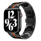 Strap-it® Apple Watch Stahl Ironband (Schwarz/Rot) Strap-it® Apple Watch Stahl Ironband (Schwarz/Rot)