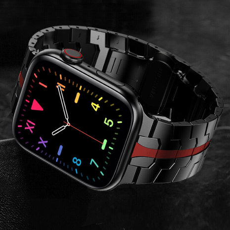 Strap-it® Strap-it Apple Watch Stahl Ironband (Schwarz/Rot) Strap-it® Strap-it Apple Watch Stahl Ironband (Schwarz/Rot)