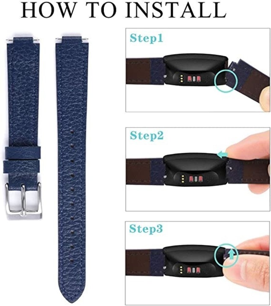 Strap-it® Strap-it Fitbit Inspire 3 Lederarmband (Dunkelblau) Strap-it® Strap-it Fitbit Inspire 3 Lederarmband (Dunkelblau)