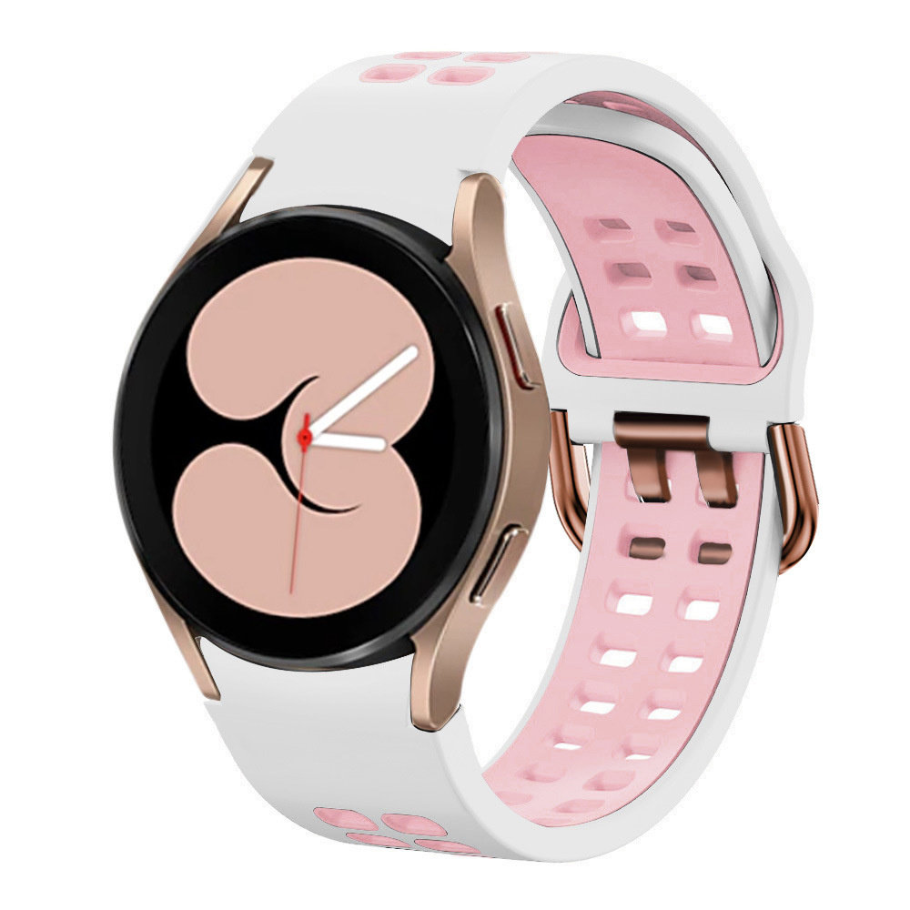 Strap-it® Strap-it Samsung Galaxy Watch 4 44mm Sport Square Armband (Weiß/Rosa) Strap-it® Strap-it Samsung Galaxy Watch 4 44mm Sport Square Armband (Weiß/Rosa)
