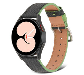 Strap-it® Samsung Galaxy Watch 4 44mm Lederarmband (Schwarz/Grün) Strap-it® Samsung Galaxy Watch 4 44mm Lederarmband (Schwarz/Grün)
