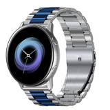 Strap-it® Samsung Galaxy Watch Active Stahlarmband (Silber/Blau) Strap-it® Samsung Galaxy Watch Active Stahlarmband (Silber/Blau)