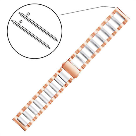 Strap-it® Strap-it Samsung Galaxy Watch Active Stahlarmband (Roségold/Weiß) Strap-it® Strap-it Samsung Galaxy Watch Active Stahlarmband (Roségold/Weiß)