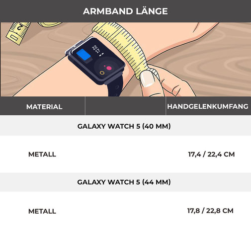 Strap-it® Strap-it Samsung Galaxy Watch 5 - 40mm Metallarmband (Silber) Strap-it® Strap-it Samsung Galaxy Watch 5 - 40mm Metallarmband (Silber)