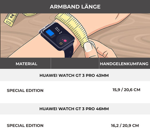 Strap-it® Strap-it Huawei Watch GT 3 Pro 43mm Special Edition Armband (Schwarz/Gelb) Strap-it® Strap-it Huawei Watch GT 3 Pro 43mm Special Edition Armband (Schwarz/Gelb)