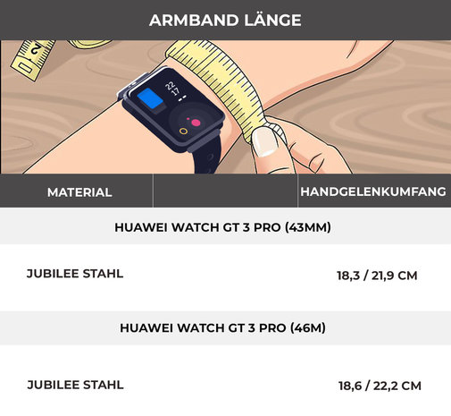 Strap-it® Strap-it Huawei Watch GT 3 Pro 43mm Stahlarmband Jubilee (Silber) Strap-it® Strap-it Huawei Watch GT 3 Pro 43mm Stahlarmband Jubilee (Silber)