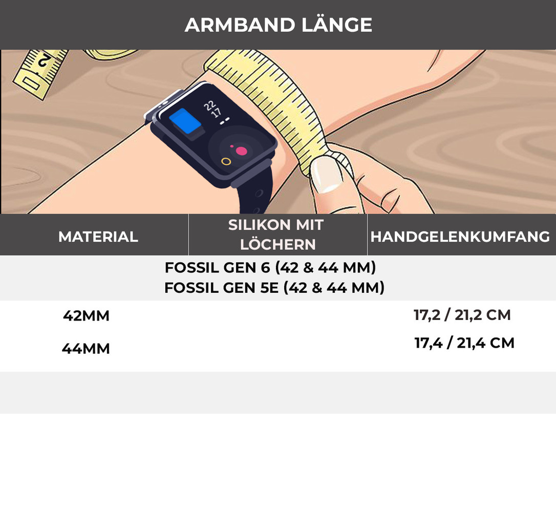 Strap-it® Strap-it Fossil Gen 6 - 44mm Silikonarmband mit Löchern (Weiß) Strap-it® Strap-it Fossil Gen 6 - 44mm Silikonarmband mit Löchern (Weiß)
