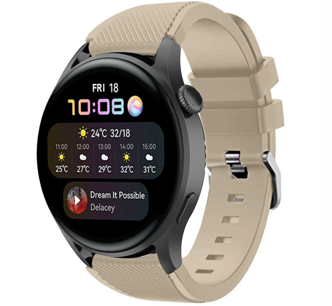 Strap-it® Strap-it Huawei Watch 3 (Pro) Silikonarmband (Beige)
