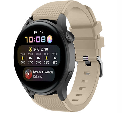 Strap-it® Strap-it Huawei Watch 3 (Pro) Silikonarmband (Beige)