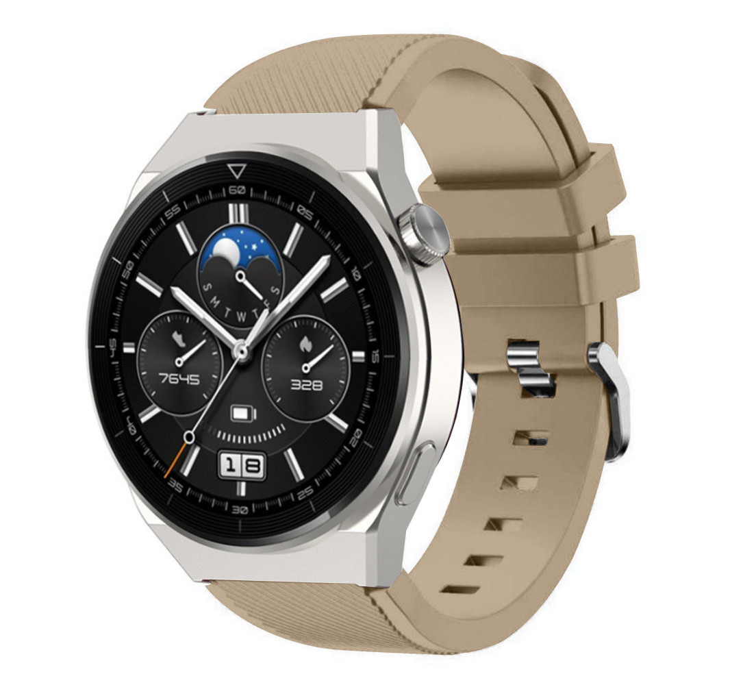 Strap-it® Strap-it Huawei Watch GT 3 Pro 46mm Silikonarmband (Beige)