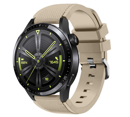 Strap-it® Strap-it Huawei Watch GT 3 42mm Silikonarmband (Beige)
