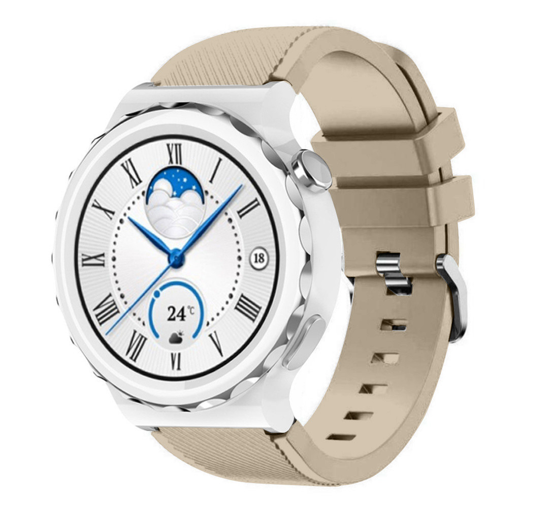 Strap-it® Strap-it Huawei Watch GT 3 Pro 43mm Silikonarmband (Beige)