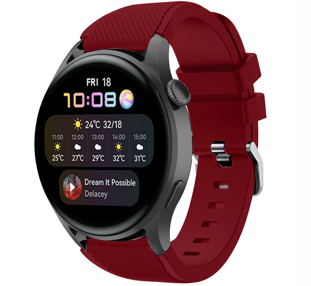 Strap-it® Strap-it Huawei Watch 3 (Pro) Silikonarmband (Burgund)