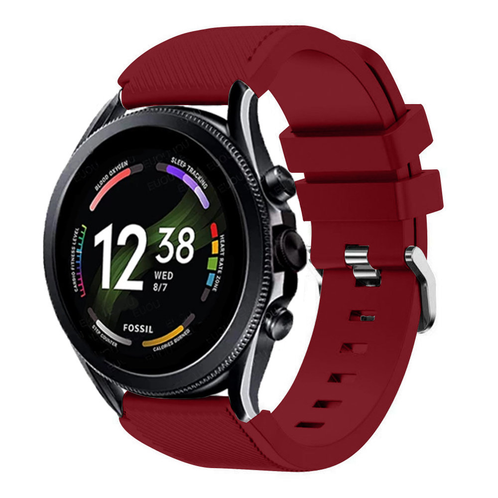 Strap-it® Strap-it Fossil Gen 6 44mm Silikonarmband (Burgund)