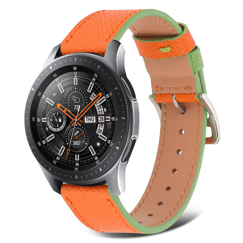 Strap-it® Strap-it Samsung Galaxy Watch 46mm Lederarmband (Orange-Grün) Strap-it® Strap-it Samsung Galaxy Watch 46mm Lederarmband (Orange-Grün)