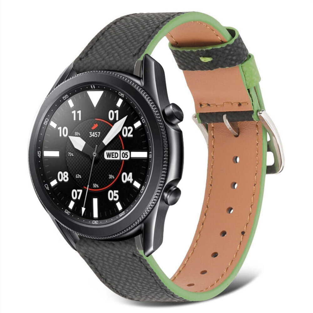 Strap-it® Strap-it Samsung Galaxy Watch 3 45mm Lederarmband (Schwarz-Grün)