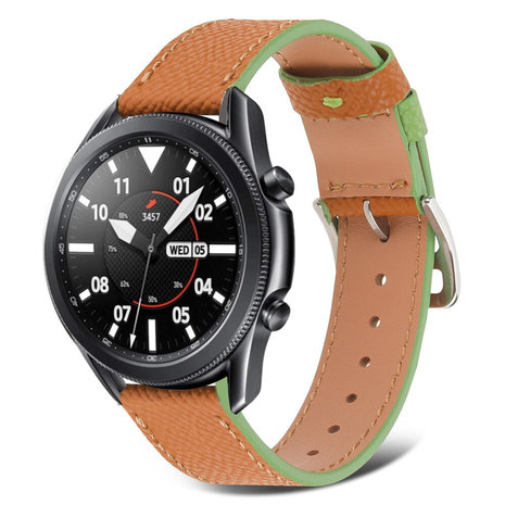 Strap-it® Strap-it Samsung Galaxy Watch 3 45mm Lederarmband (Braun-Grün)