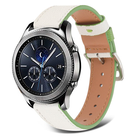 Strap-it® Strap-it Samsung Gear S3 Lederarmband (Weiß-Grün)