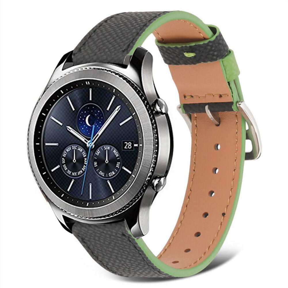 Strap-it® Strap-it Samsung Gear S3 Lederarmband (Schwarz-Grün)