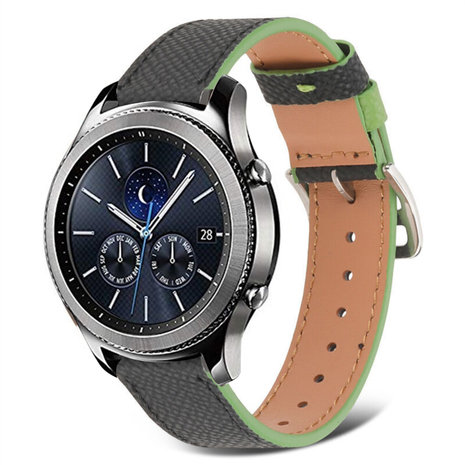 Strap-it® Strap-it Samsung Gear S3 Lederarmband (Schwarz-Grün)